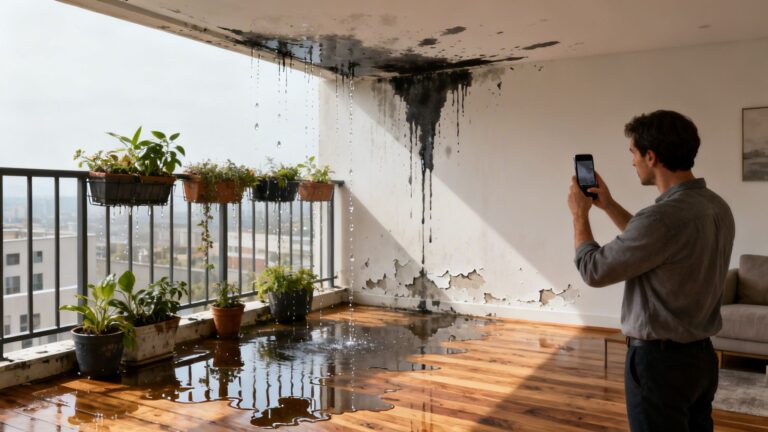 Zalewanie balkonu przez sąsiada w 2026: co robić, by skutecznie rozwiązać problem